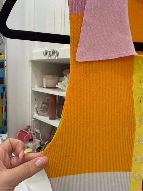 Steve Madden Multicolor Striped Knit Dress - Yellow, Pink, Orange, Red, Blue - Picture 4 of 7